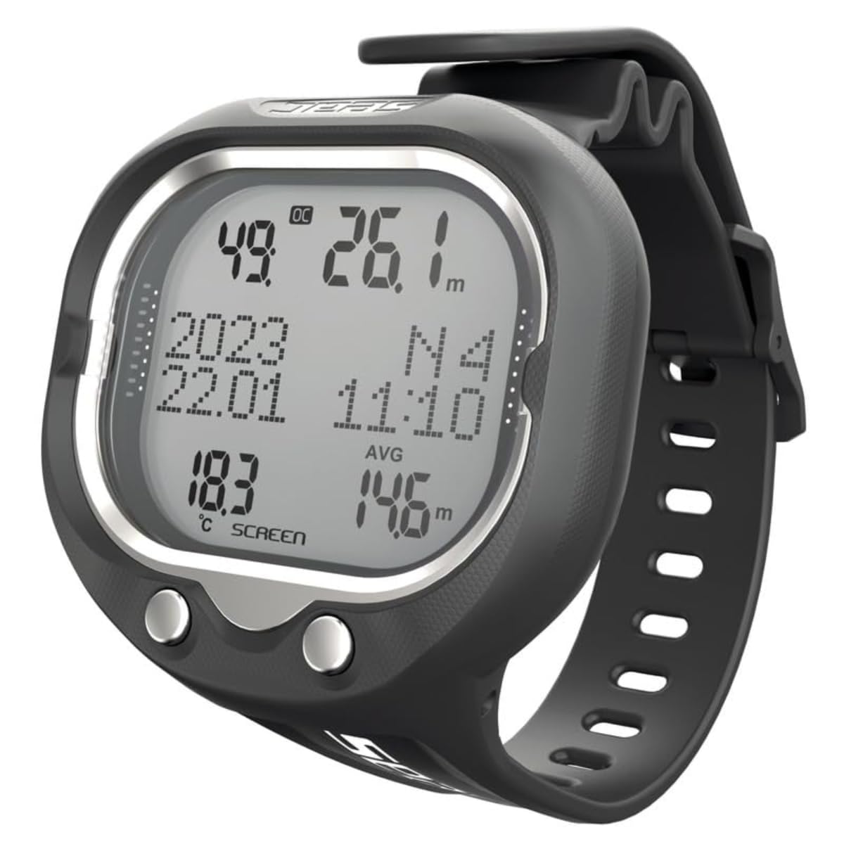 SEAC Screen, Scuba Wrist Dive Computer for 1 or 2 mixes and Freediving Mode, Black/White, one Size