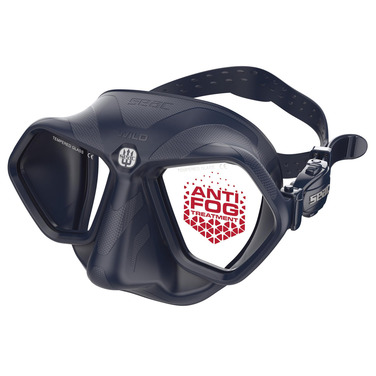 SEAC Wild – Low Volume Silicone Diving Mask | Antifog Dual-Lens Mask with 3D Buckle and Peripheral Vision for Freediving and Spearfishing. Blue