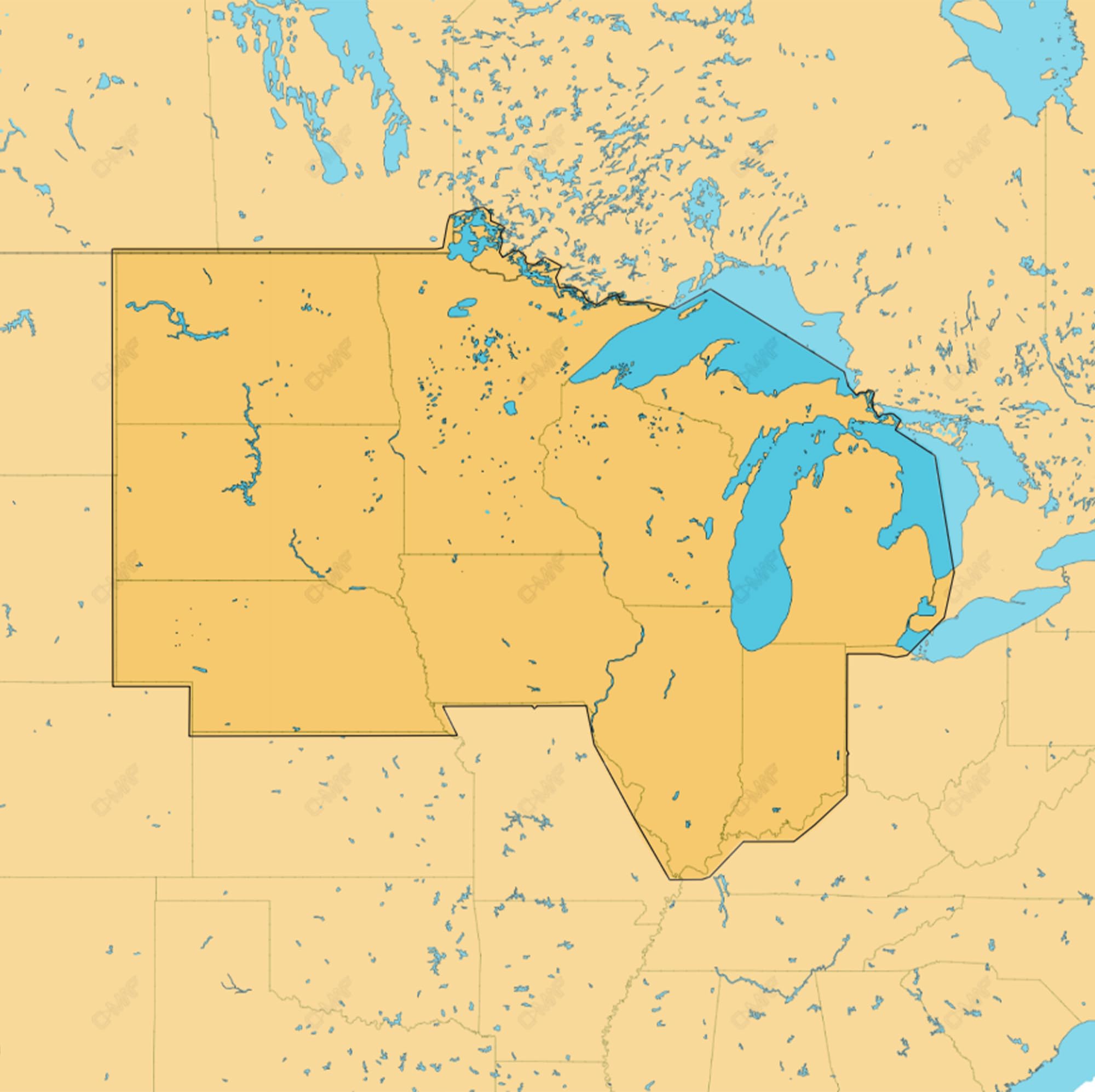 C-MAP Reveal - US Lakes North Central, Map Card for Marine GPS chartplotters