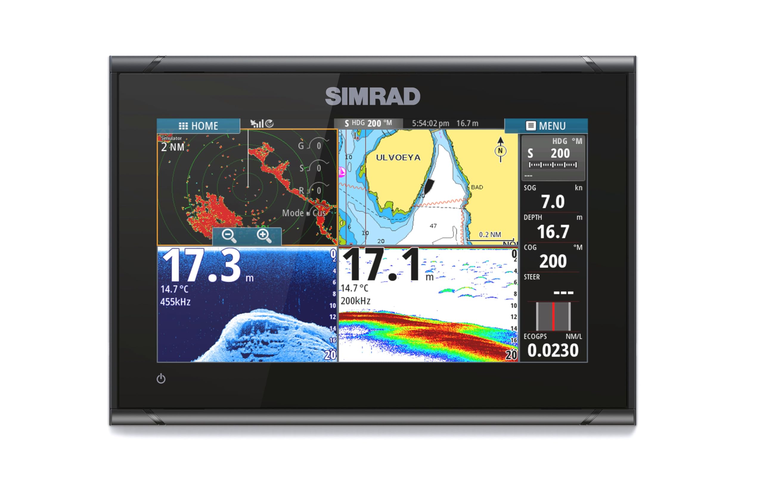 Simrad GO9 XSE Chartplotter and Fishfinder with 83/200 Transom Mount Transducer and C-MAP Discover Chart Card, 9 Inch Screen, Black, 000-16293-001