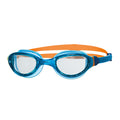 Zoggs Junior Phantom 2.0 Anti-Fog UV Protection Quick-Adjust No-Leak Comfortable Soft Silicone Swimming Goggles, 6-14 Years, Blue/Orange - Clear Lens